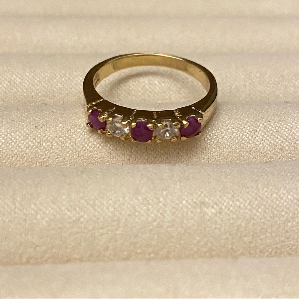 NWOT 14K Gold Plated Purple and Clear Crystal Stones - Picture 8 of 17